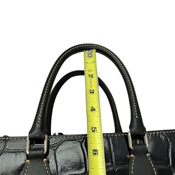 Dooney & Bourke Janine Croc Embossed Leather Satchel Purse Black Top Handles NWT - Picture 13 of 16